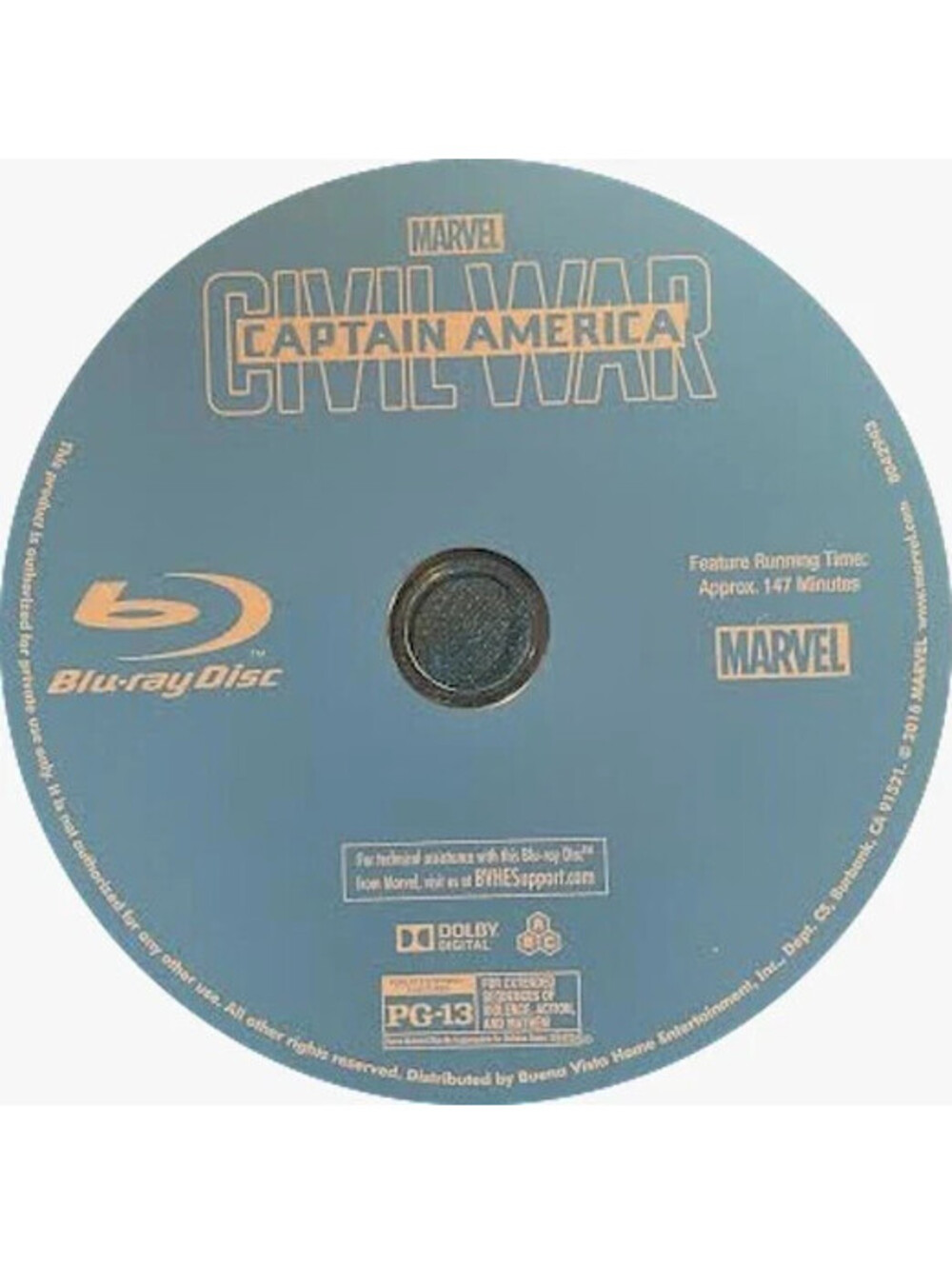 Captain America, Civil War: Chris Evans (Blu-ray, Action/Supers, Disc-Only,2016)